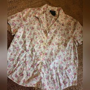 Lauren Ralph lauren cotton floral blouse size 2x Cottage Core